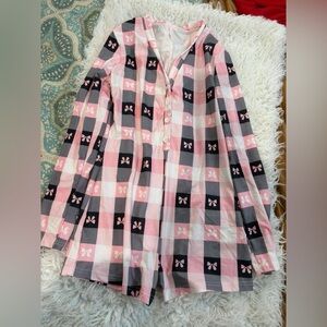 Pink and Black Checkered Button-Up Shirt